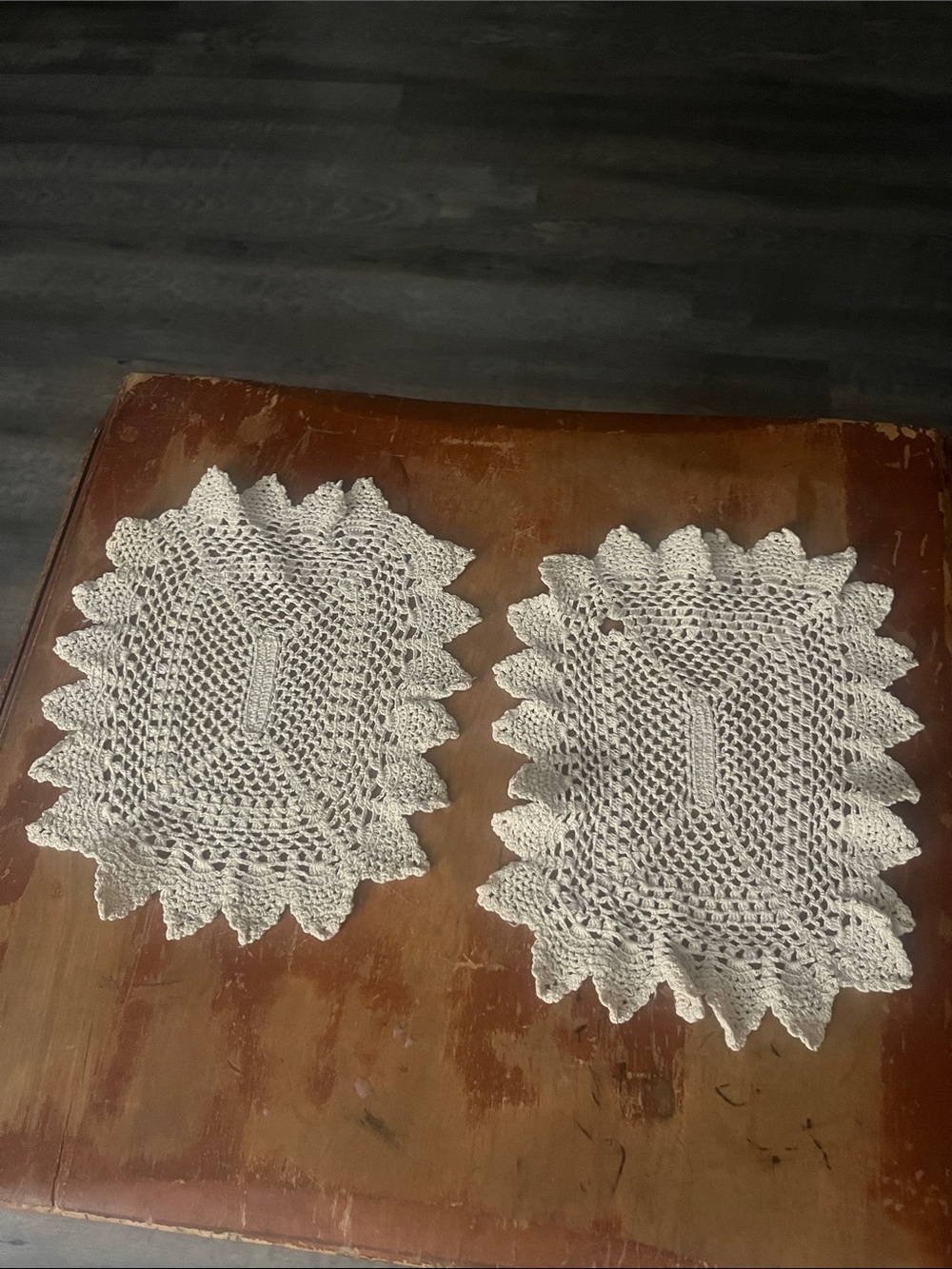 Handmade Crocheted Doilies - Pair in Off-White